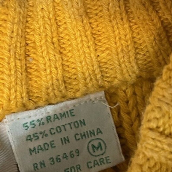 Vintage Sweater Womens Littlewood & Green Size medium Mustard Yellow Cable Knit - Picture 7 of 7